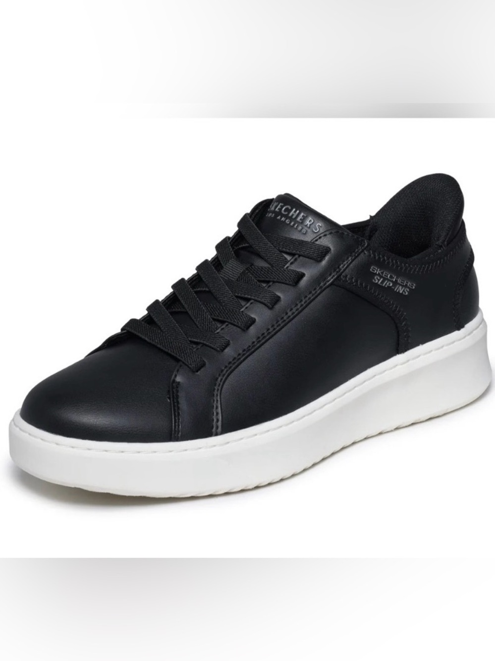 Skechers Men's Black Sneakers with White Platform Sole